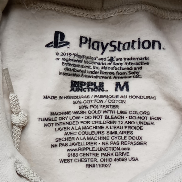 PlayStation Sweatshirt Men's Size M Cream Pullover Hoodie Sweatshirt - Picture 3 of 3